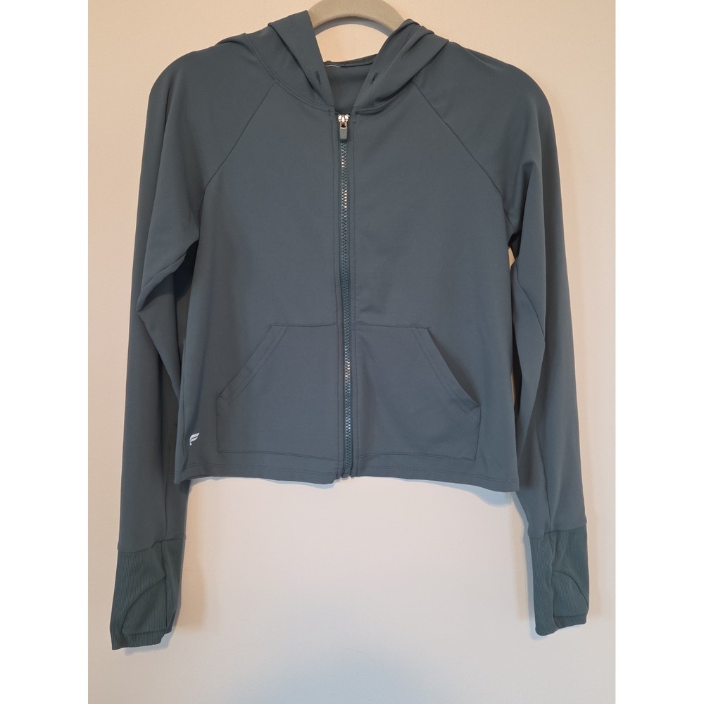 Fabletics Oasis Cropped Hoodie Storm Slate Green Athleisure Womens Size Small*